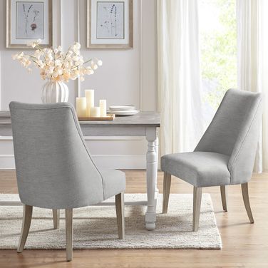 Winfield Upholstered Dining Chair Set of 2 In Light Grey