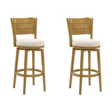 Winsley Swivel Bar Height Bar Stool Set of 2 In Amber Glow and White
