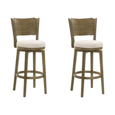 Winsley Swivel Bar Height Bar Stool Set of 2 In Putty Brown and White