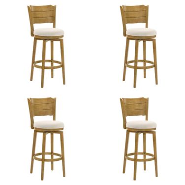 Winsley Swivel Bar Height Bar Stool Set of 4 In Amber Glow and White
