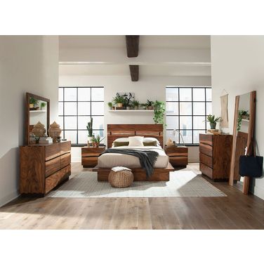 Winslow Platform Bedroom Set In Smokey Walnut/Coffee Bean
