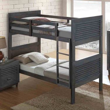 Witham Twin Over Twin Bunk Bed In Charcoal Brown
