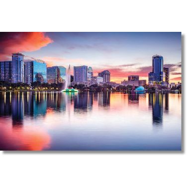 Wonder Orlando Skyline Frameless Tempered Glass Wall Art In Multi