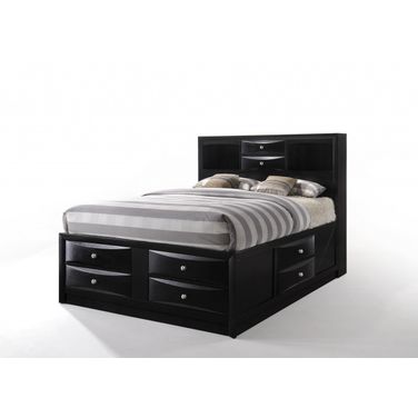 Wood Full with Ten Drawers Bed Frame In Black