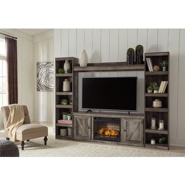 Wynnlow Gray Entertainment Wall with Electric Fireplace