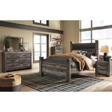 Wynnlow Gray Upholstered Poster Bedroom Set