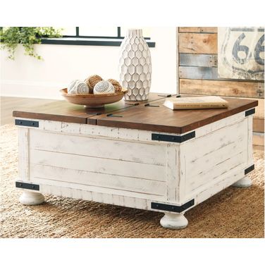 Wystfield White and Brown Cocktail Table with Storage
