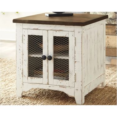 Wystfield White and Brown Rectangular End Table