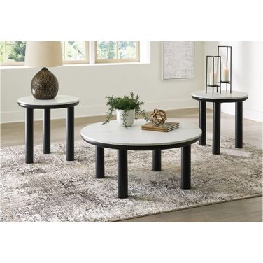 Xandrum Table Set of 3 In Black and White
