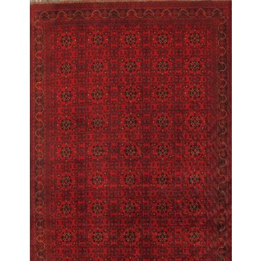 Yamoud Collection Hand-Knotted Lamb's Wool Area Rug- 9' 8" x 15' 6" In Burgundy