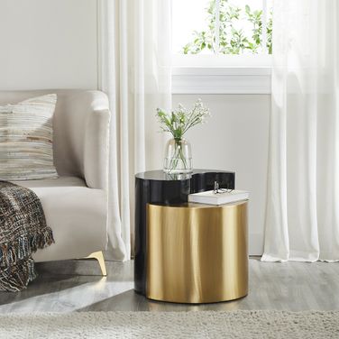 Ying Yang End Table In Black and Gold