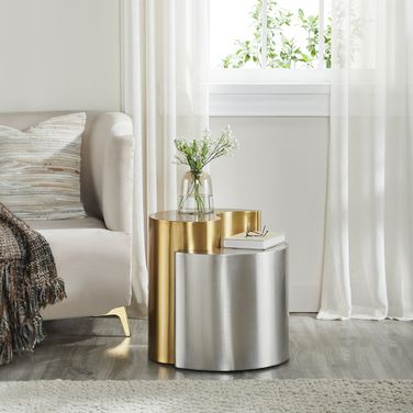Ying Yang End Table In Gold and Silver