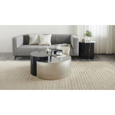 Ying Yang Occasional Table Set In Black and Silver