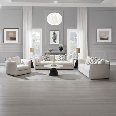 Yolanda Living Room Set with Pillows In Beige Chenille