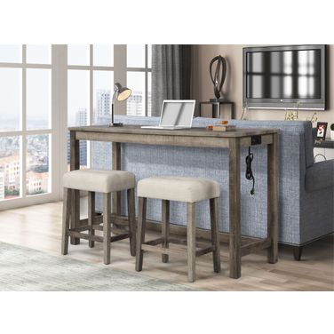 Yosef 3 Piece Rectangular Wood Bar Set In Oak