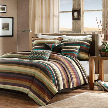 Yosemite Polyester Microfiber Printed King Coverlet 6 Piece Set In Multi