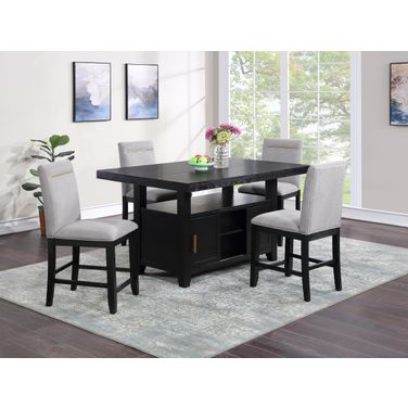 Yves 5 Piece Counter Height Storage Dining Set In Black