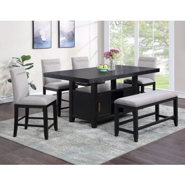 Yves 6 Piece Counter Height Storage Dining Set In Black