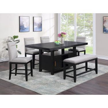 Yves 6 Piece Counter Height Storage Dining Set In Black