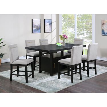 Yves 7 Piece Counter Height Storage Dining Set In Black