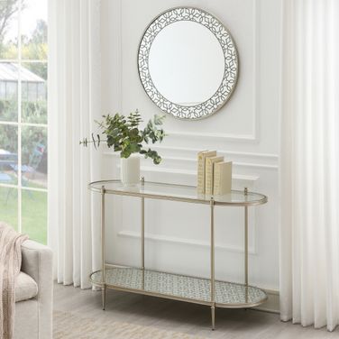Zaba Oval Sofa Table In Champagne
