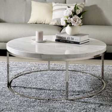 Zaidee Coffee Table In Natural and Nickel