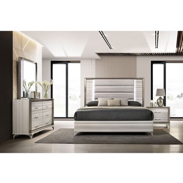 Zambrano Bedroom Set with LED In White