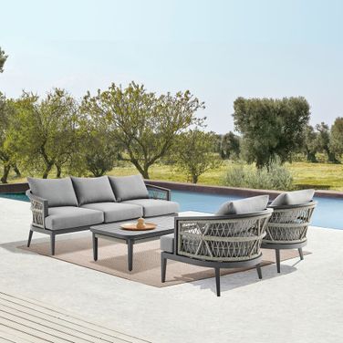 Zella Outdoor Patio Living Room Set In Earl Gray