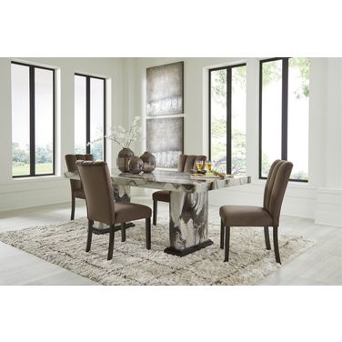 Zendalia Dining Room Set In Beige and Dark Brown