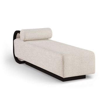 Zephyr Linen Textured Fabric Upholstered Chaise In Beige