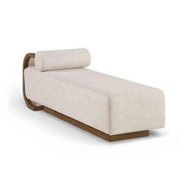 Zephyr Linen Textured Fabric Upholstered Chaise In Beige