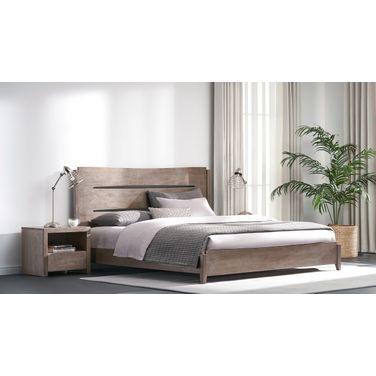 Zest Solid Wood Panel Bedroom Set In Light Oak