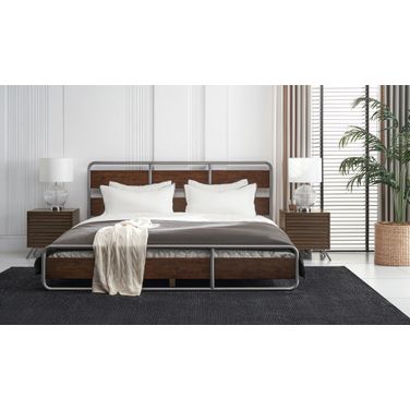 Zest Solid Wood Platform Bedroom Set In Dark Oak
