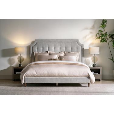 Zest Upholstered Bedroom Set with Welt In Light Grey