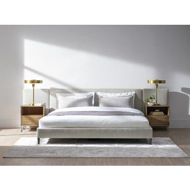 Zest Upholstered Bedroom Set With Wings In Light Grey