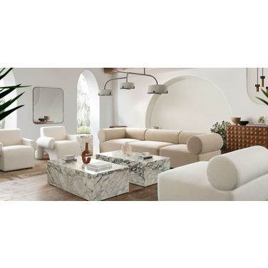Zia 3PC Modular Sofa In Light Camel Performance Velvet Fabric