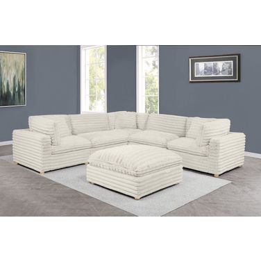 Zoie 6 Piece Corduroy Velvet Modular Sectional in Beige