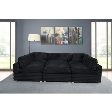 Zoie 6 Piece Corduroy Velvet Modular Sectional in Black