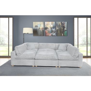 Zoie 6 Piece Corduroy Velvet Modular Sectional in Light Gray
