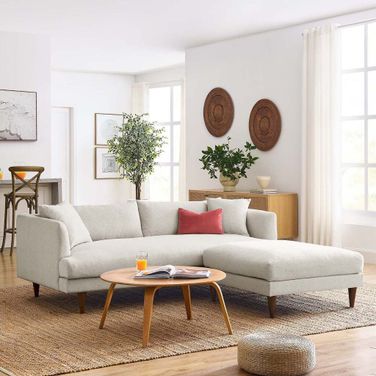 Zoya Down Filled Overstuffed Sofa and Ottoman Set In Ivory