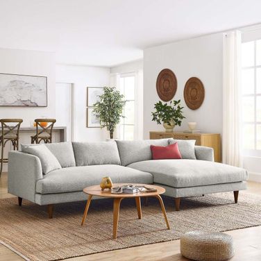 Zoya RAF Down Filled Overstuffed Sectional Sofa In Light Gray
