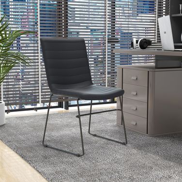 Zylar Series Office Guest Chair In Black Leather