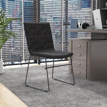 Zylar Series Office Guest Chair In Charcoal Leather