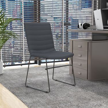 Zylar Series Office Guest Chair In Grey Leather