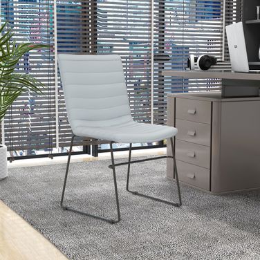 Zylar Series Office Guest Chair In White Leather