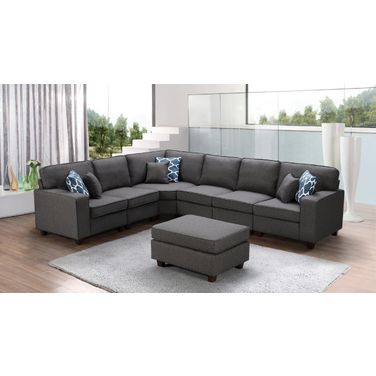 Lilola home lilola casanova 7 piece deals modular sectional sofa with ottoman in light