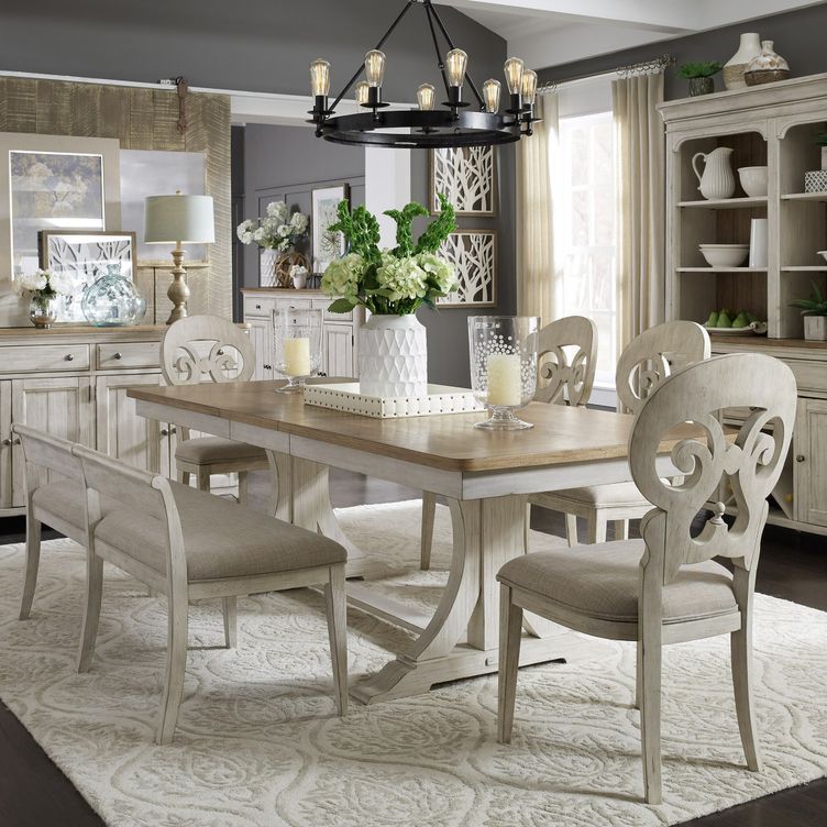 Liberty farmhouse reimagined antique sales white extendable dining table