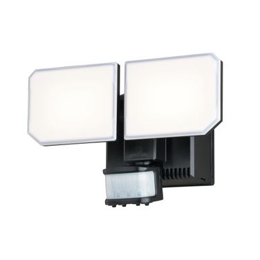 10.5 Inch 2 Light LED Outdoor Motion Sensor Security Flood Light with GFCI Outlet In Black