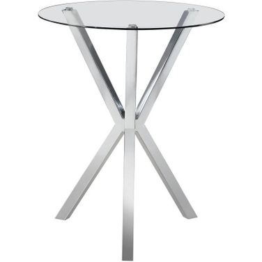Denali Round Glass Top Bar Table Chrome