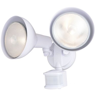 11.75 Inch 2 Light Outdoor Motion Sensor Security Flood Light 180 Degrees In White
